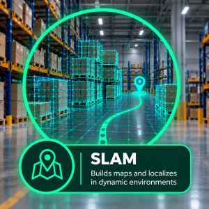 SLAM Navigation in Smart Warehouse Material Movement